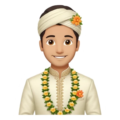 white indian groom holding garland sticker