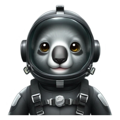 koala in black rubber shiny diving suit sticker