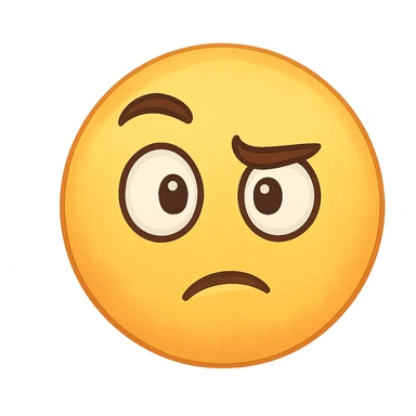 face with raised eyebrow emoji, digital illustration sticker