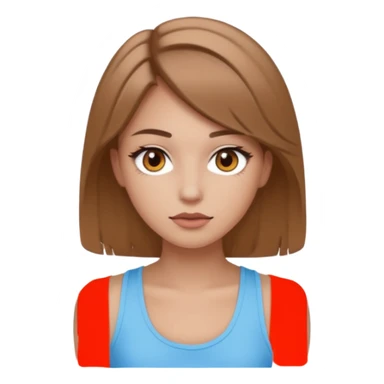 a girl with makeup on and really light brown colered hair and eyes with a tank top scin color white sticker