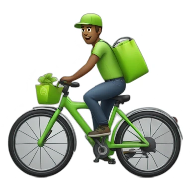 Delivery guy with lime green bag on cycle sticker