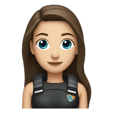 a woman with an a black scubadiver suit. she has blue eyes, brown long and straight hair sticker