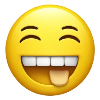 Yellow smiley with yellow bone in mouth sticking one end out sticker