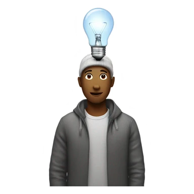 Person with an illuminated lightbulb above their head sticker
