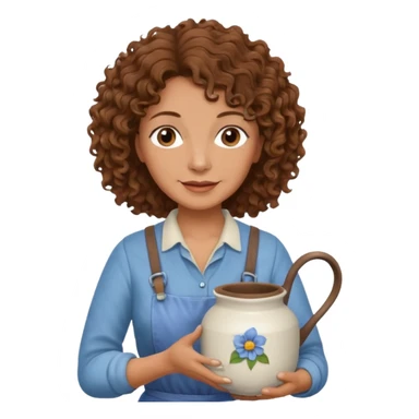 Older female florist – curly hair, holding water pot sticker
