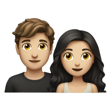 Brunette girl and brunette boy with black cat sticker