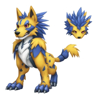  Cool Edgy Digimon-Fakemon-Garurumon-Loogamon-Dorulumon-Wolf with edgy markings full body sticker