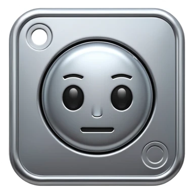 A futuristic microchip emoji made of polished silver chrome, minimal circuit details, smooth metallic surface, soft lighting, iOS emoji style, centered, clean white background sticker