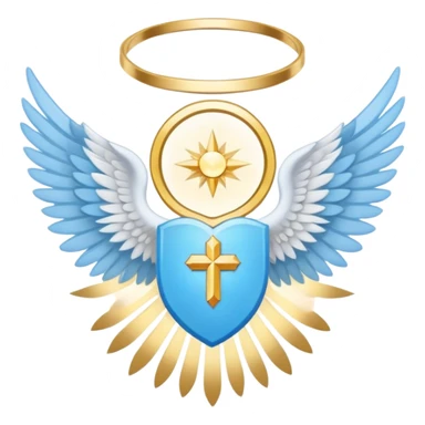 holy saint emblem with light blue wings and golden halo sticker