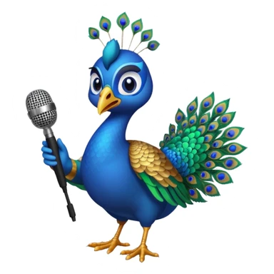 A peacock holding a microphone in his hands sticker