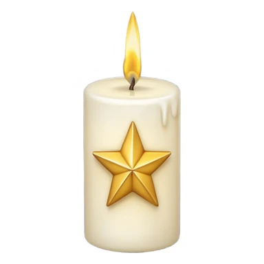 white candle with a golden star sticker