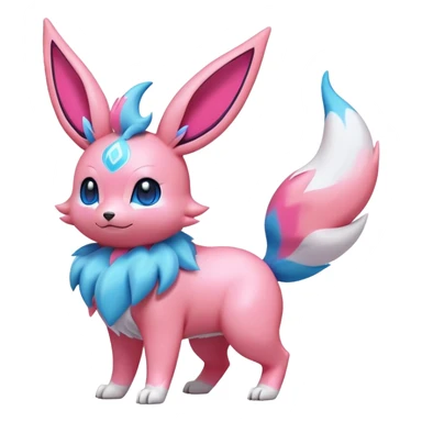 lush pastel-bright-vibrant warm-colored modern colorful neon-colored Fakémon-Digimon-Sylveon-Flareon-Pokémon-creature (full body) sticker