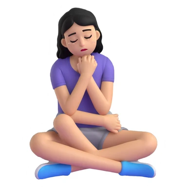 crying girl, sitting with knees hugged sticker