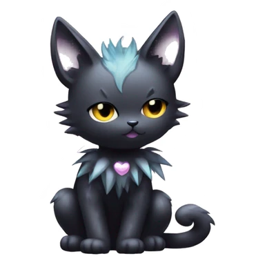 Shiny Cool Punk pastel Black beautiful ethereal fantasy Kawaii Sona Fakemon-cat-animal with edgy bat-wings-ears Full Body sticker