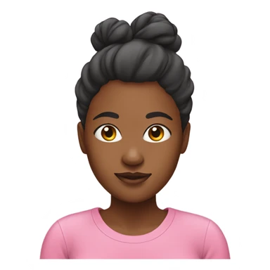 Black woman with a bun and pink T shirt sticker