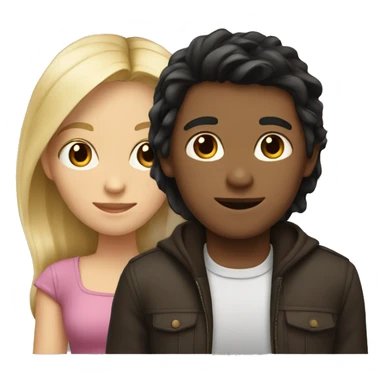 girl with dark hair, boy with blonde hair  sticker