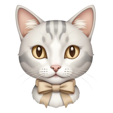White and grey cat with a beige ribbon  sticker