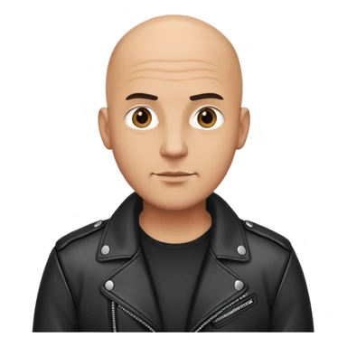 bald man wearing black leather jacket sticker