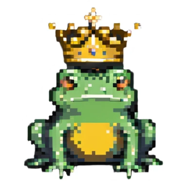frog with a golden crown sitting sticker
