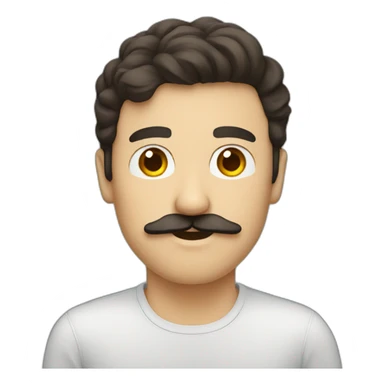 coding brunette guy with mustache sticker