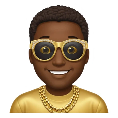 Black pimp very dark skin add large gold bling sunglasses sticker