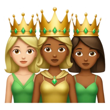 three with a crown that unites them with golden and green colours sticker