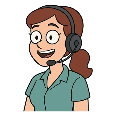 AI voice receptionist wearing a headset sticker
