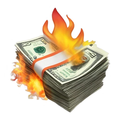 Monopoly money burning sticker