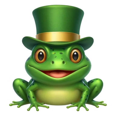Frog in Green Top Hat – cheerful frog with shiny emerald top hat. sticker