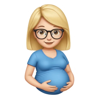 pregnant nerd emoji with glasses, smiling, holding belly sticker