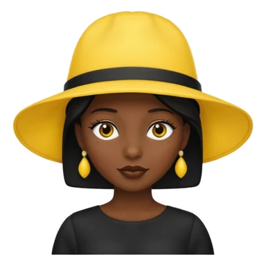 black dressed women with yellow hat sticker