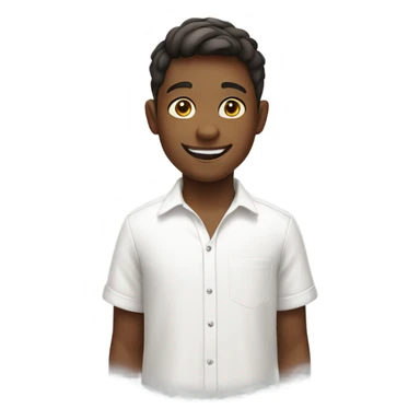 smiling boy in white shirt sticker