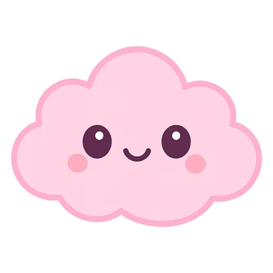 kawaii style icon of a pink cloud with a cute face, soft pinks sticker
