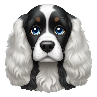 Black and white cocker spaniel with blue eyes sticker