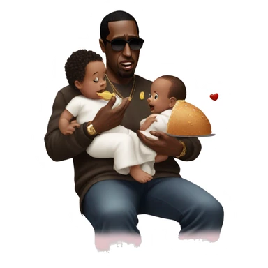 P DIDDY FEEDING A BABY sticker