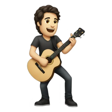 A caucasian guy with dark hair playing guitar and singing in concert sticker