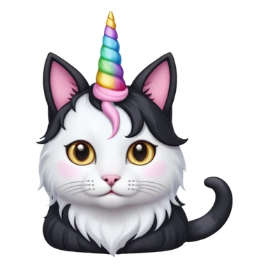 Black long haierd cat whit A unicorn horn sticker