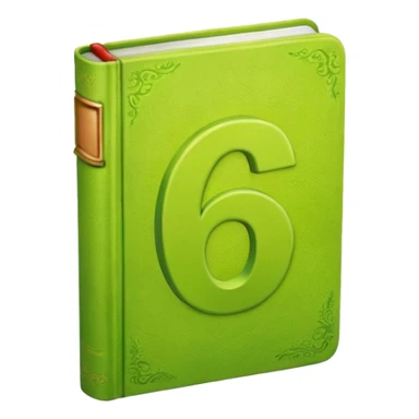 Lime green book with a number "6" in the cover sticker