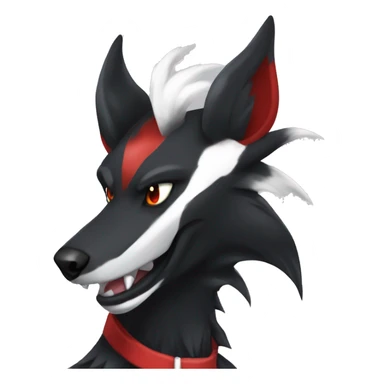 Black Cool Edgy Sergal-Houndoom-Fakémon  with White and Red Edgy markings sticker