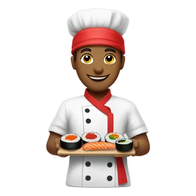 bright sushi master with red bandana sticker