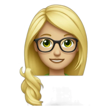 blond with green eyes and glasses with laptop sticker
