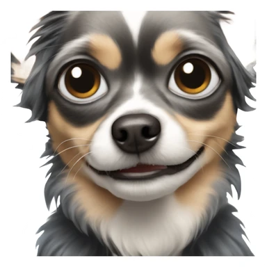 Old man blue eyes hold black long haired chihuahua sticker