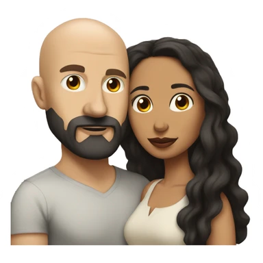 White Man bald with dark beard kissing short Mexican woman with long dark wavy hair sticker