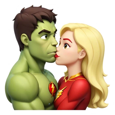 The Flash in Kiss She Flash Girl Romantic Hulk Mix "3d Emoji Old" sticker