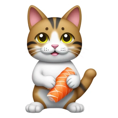 Cat holding sushi roll  sticker