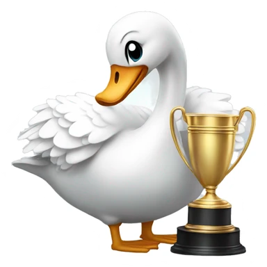 swan holding a trophy sticker