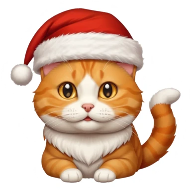Make me a orange tabby cat with a white chin and a bit of white on the end of his tail and  a Santa hat that looks like 🐱 emoji with no beard  sticker