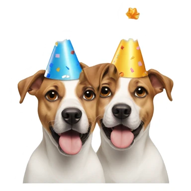 Two dogs wearing birthday hats sticker