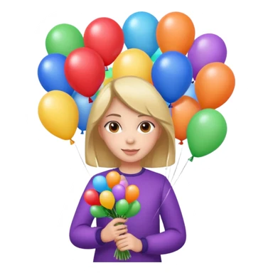 Girl with bouquet of balloons sticker