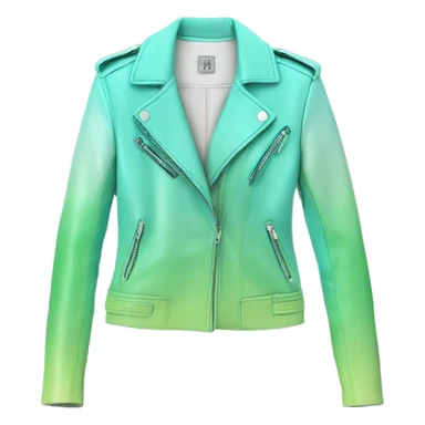 Hyper Realistic open tiffany blue ,pistachio green,sky blue and mint green ombre feminine fashion leather jacket. sticker